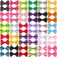 60PCS (30 Paris) Cute Puppy Dog Small Bowknot Hair Bows with Metal Clips Handmad
