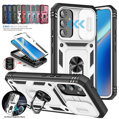 For Samsung A54A53A52A51A42 A33A32A14A13A12 Card Ring Slide Lens Shockproof Case
