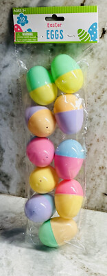 2 Inch Plastic Refillable Easter Eggs Multicolor-1pk 10pcs--Brand New-SHIP 24 HR