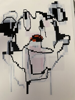 Maja Djordjevic Original Art Mickey Mouse 9 X 13 Signed Includes A Kaws Pin
