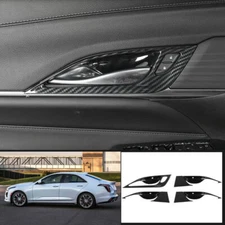 4x For Cadillac CT4 CT4-V 2020-24 Carbon Look Inner Door Handle Bowl Cover Trim