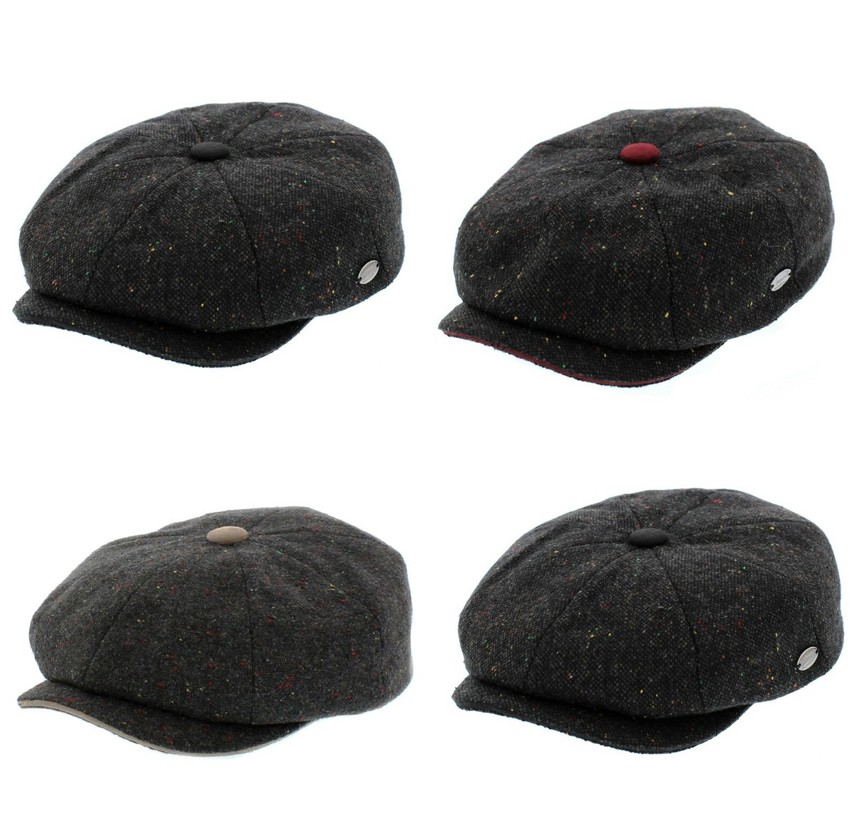 Whiteley Wool Herringbone Bakerboy Cap In Black - The Hat Company