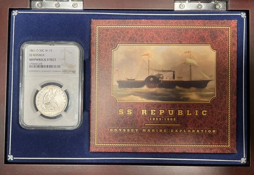 1861-O Seated Liberty Half 50c SS Republic CSA Issue W-15 NGC Shipwreck