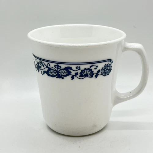 Vintage Corelle Corning Ware Blue Onion Old Town Tea Coffee Cup Mug White USA