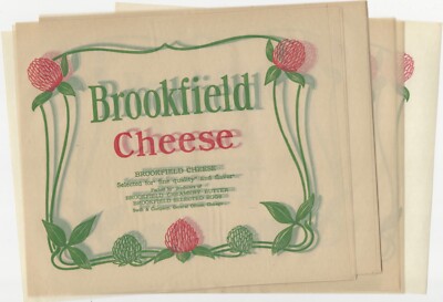 Dairy - Brookfield Cheese Original Vintage Decorated Glassine Paper Wrappers