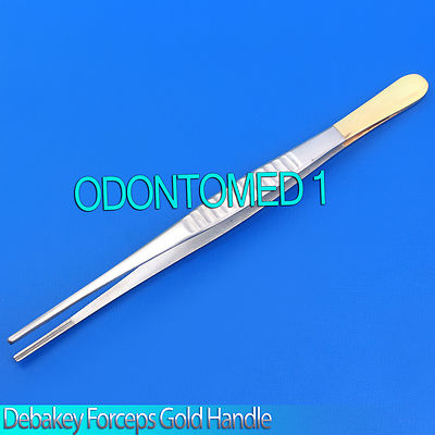 De Bakey Forceps German Grade DeBakey Atraumatic Tissue Forceps - Gold Handle Surgical Instrument For Vascular Work Locking Forceps - Foto 3