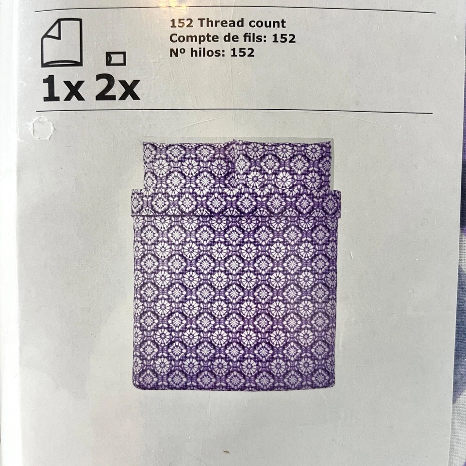 Juego de funda nórdica completo Vattenfrane púrpura gris blanco Queen y 2 fundas de almohada IKEA Foto 2 de 4