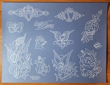 Percy Waters Traditional Vintage Style Tattoo Flash Sheet Skull, Dagger, Eagle