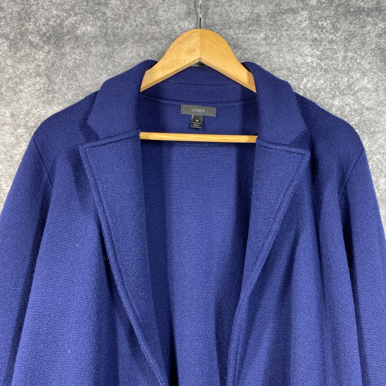 J Crew Jacket Womens XS Dark Blue Merino Wool Oversized Sweater Blazer Coatigan