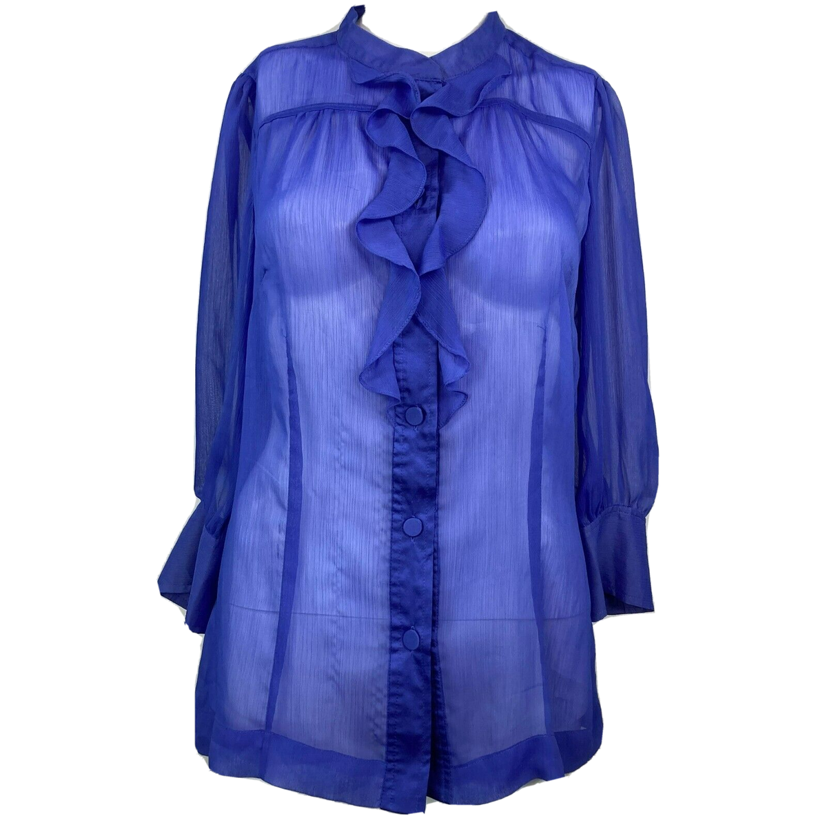 Banana Republic Shirt Womens Sz Purple Silk Chiffon Blouse