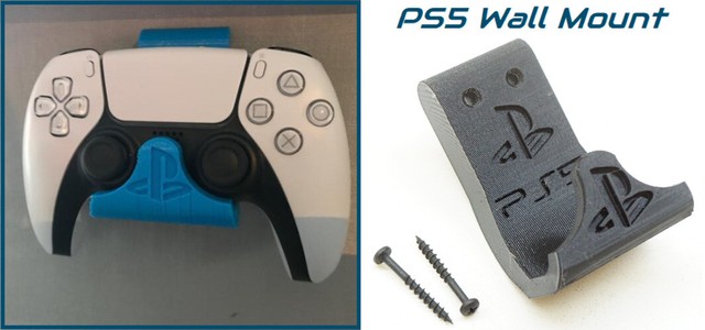 3D Printed Wall Mount Bracket for PlayStation PS5 & PS4 DualSense Controllers 3D Printed Wall Mount Bracket for PlayStation PS5 & PS4 DualSense Controllers