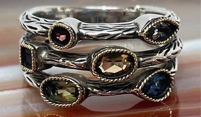 Effy BH Silber & 18K Gold Amethyst, Topas, Citrin, Granat, Peridot GRÖSSE 7