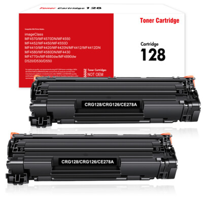 2PK Black Toner Compatible With Canon 128 ImageClass D530 D550 MF4770n MF4880dw
