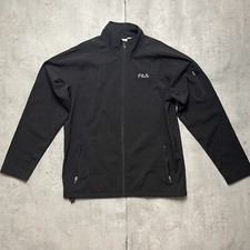 FILA Ascent Bonded Mens Sz L Shoftshell Jacket Black Fleece Lined Windbreaker