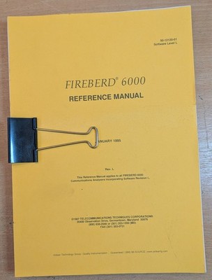 Fireberd 6000 Communications Analyzer Reference Manual 1995