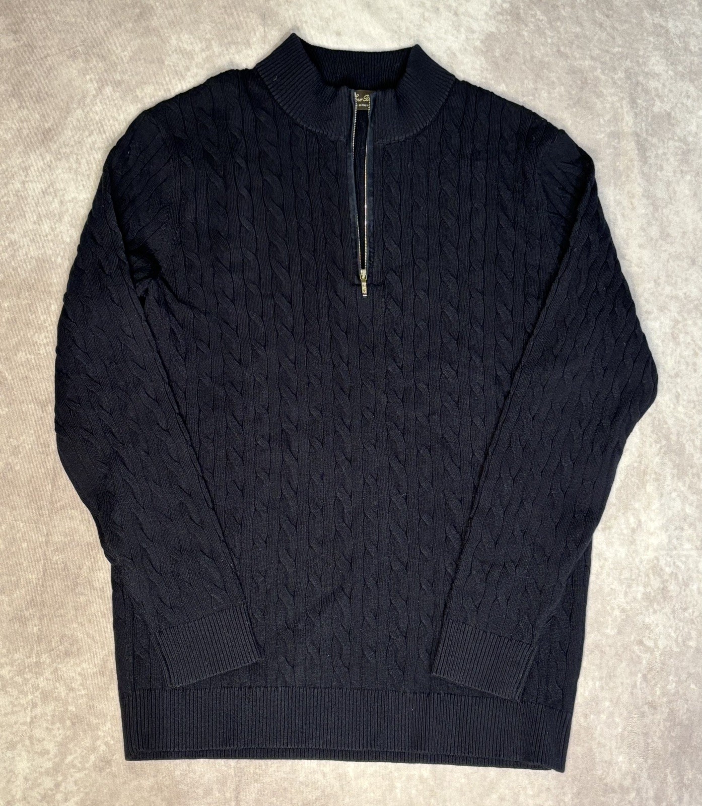 Loro Piana Cotton Quarter Zip Sweater Men’s Size Large Navy Blue