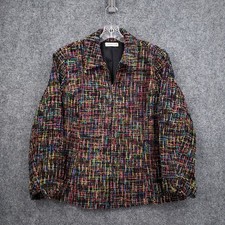 Coldwater Creek Tweed Jacket Womens W18 Multi Color Full Zip Lined Wool Blend