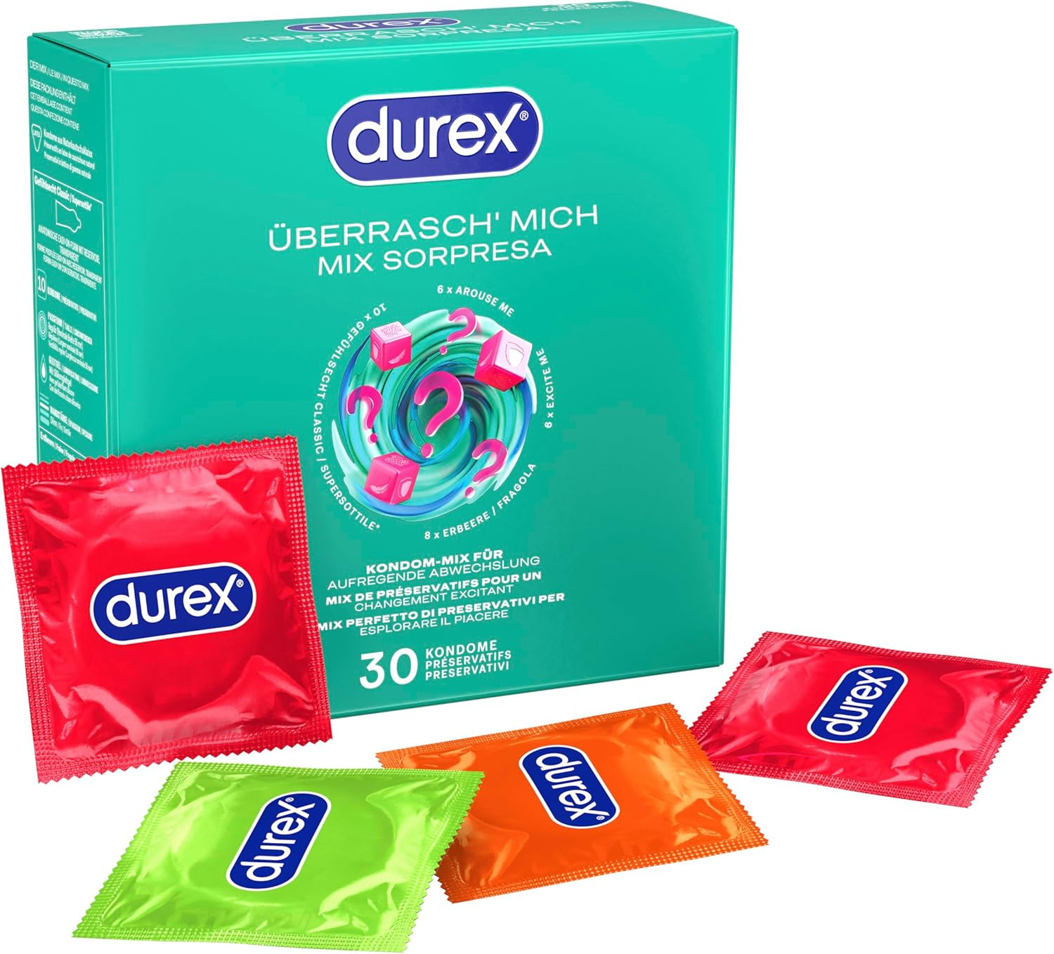 Durex Überrasch Mich Kondome-Mix Mischung Mit 4 Verschiedenen Sorten 1X30 Stuck