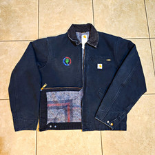 Vintage Carhartt Detroit JO1 BLK Blanket Lined Work Jacket Men's 44 Tall
