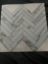 5 New Peel Stick Tile Backsplash Herringbone Marble Look Self Adhesive
