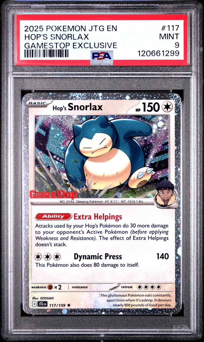 PSA 9 Hop's Snorlax Gamestop Cosmos Holo 117 2025 Journey Together