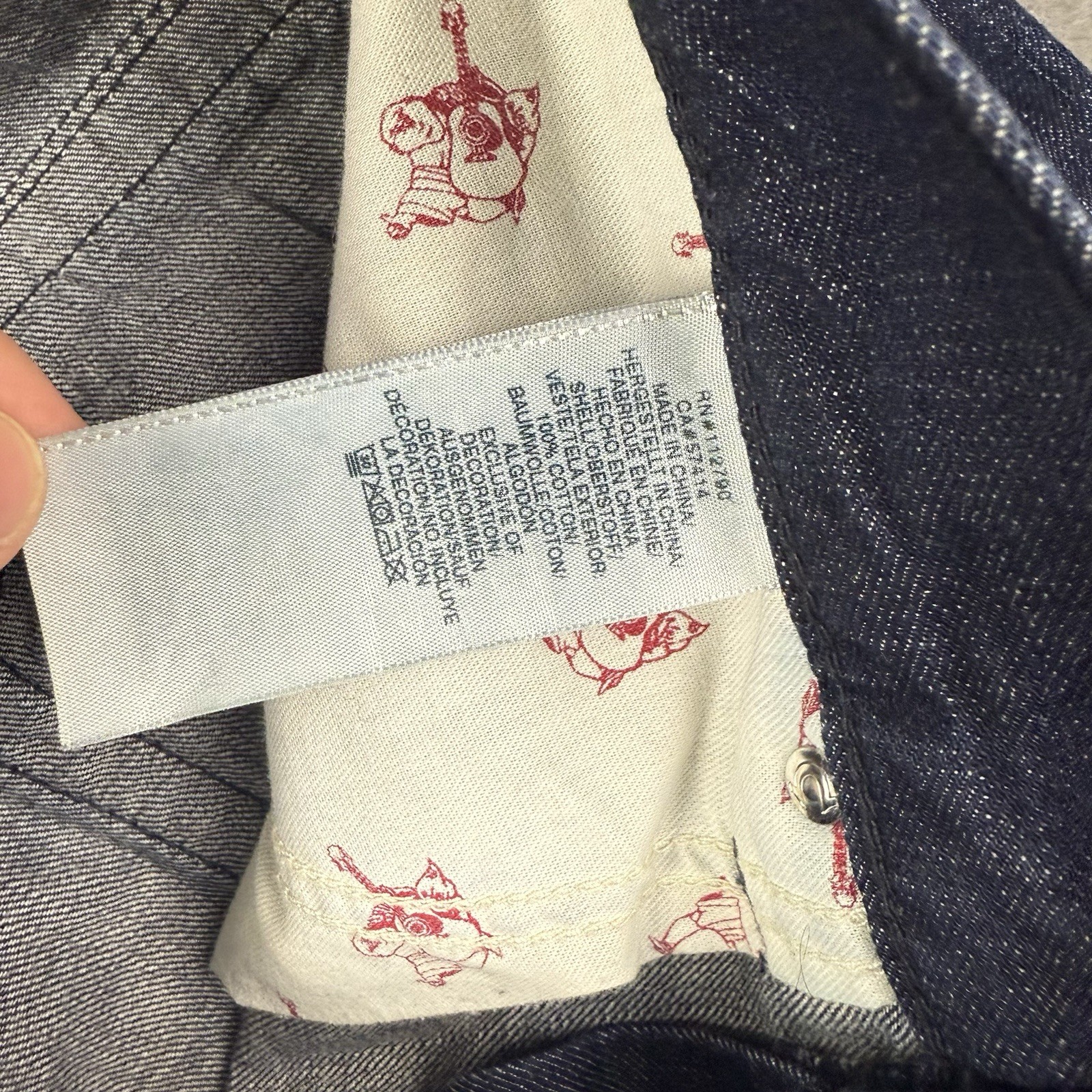 True Religion Jeans Men's 33 (Fits 35x34) Skinny Flap Pockets Blue Embroidered