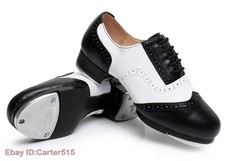 Womens Leather Tap Dancing Soft Outsole Kids Adult Unisex Party Retro Shoes