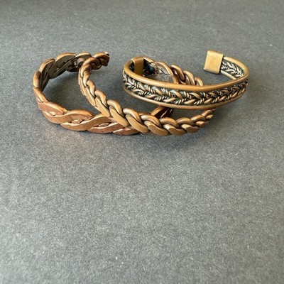 Vintage schweres gedrehtes geflochtenes Kupferarmband 7,5 Zoll