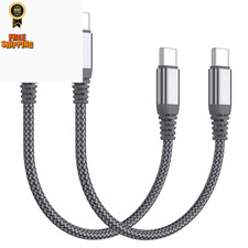 Short USB C to C 60W Cable 2 Pack 0.5Ft , Type C Fast 0.5ft, Grey