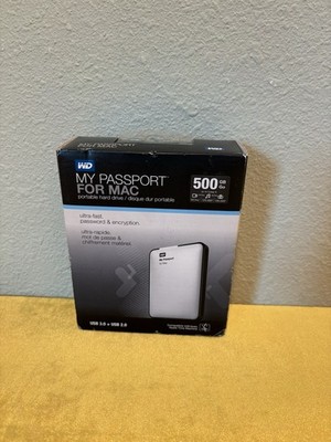 WD My Passport For Mac 500GB Portable External Hard Drive USB 3.0 Silver New