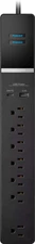 Rocketfish- 7-Outlet/1-USB/1-USB-C 2160 Joules Surge Protector Strip - Black