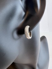 925 Sterling Silver CZ Hoop Earrings 15mm Huggie