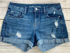 Old Navy Boyfriend Denim Jean Shorts Size 6 Womens Distressed Roll Cuff G47