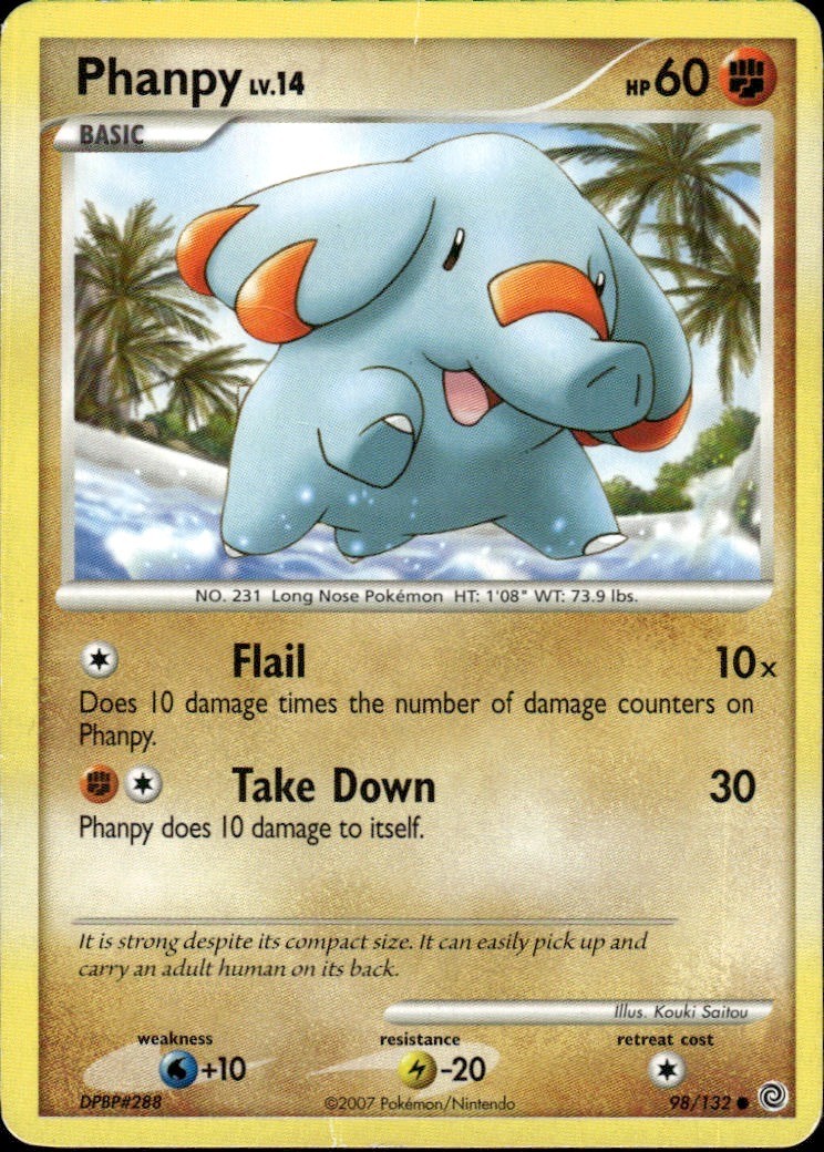 Phanpy Common Secret Wonders 98/132 Fighting Normal Pokemon Card