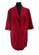 STUDIO I Women Skirt Suit Plus Size 24W Burgundy Floral Elastic Waist Skirt 108A