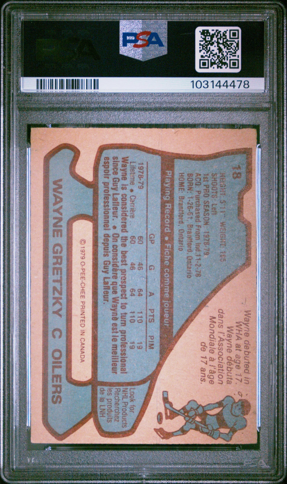 1979 O-Pee-Chee Wayne Gretzky #18 PSA 6 view 2