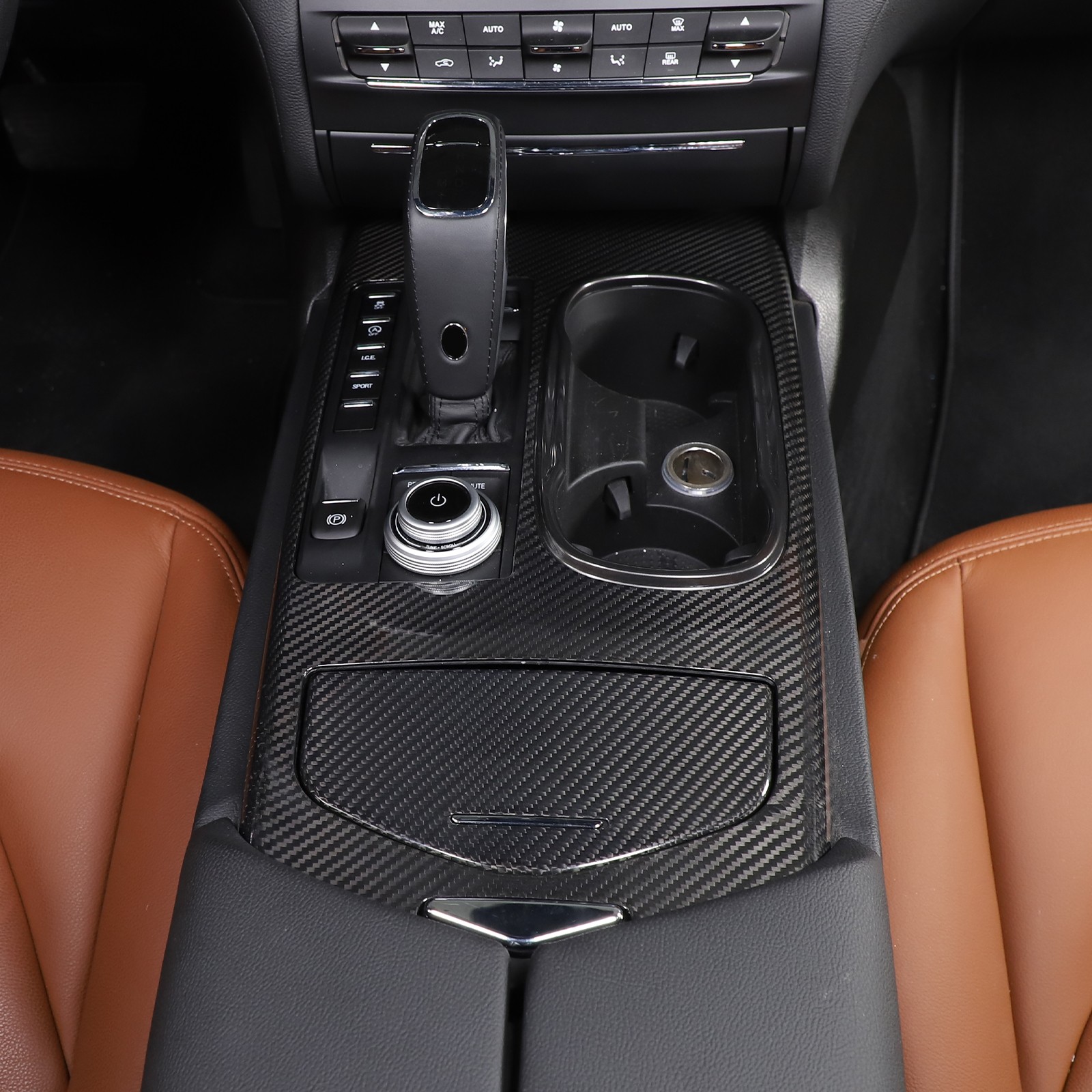Real Carbon Fiber Central Console Shifter Panel Kit For Maserati Ghibli 2017-22