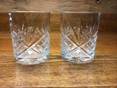 Double Old Fashioned Crystal Glasses Godinger Dublin Scotch Whiskey Set of 2