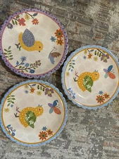 Set Of 3 Cracker Barrel Easter Baby Chick Plate Butterfly 8 Inch