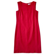 Vintage Oscar de la Renta Red Wool Blend Sleeveless Sheath Dress Women’s Size 4