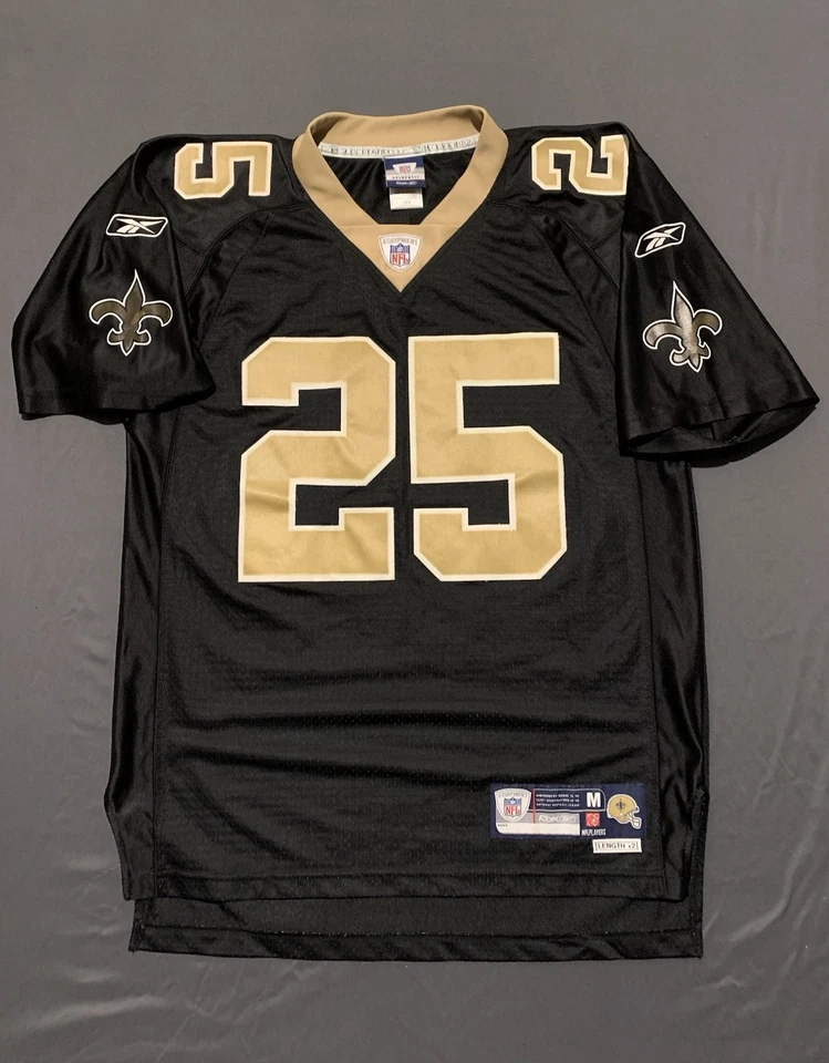 NFL New Orleans Saints Reggie Bush #25 Fútbol Cosido Negro Jersey Longitud M+2 Foto 2 de 4