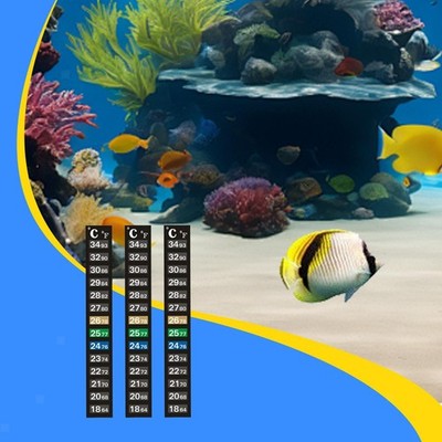 3x Aquarium-Thermometerstreifen Zubehör Fischbecken-Thermometeraufkleber