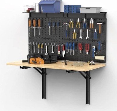 Ultrawall Wall Mounted Workbench with Pegboard