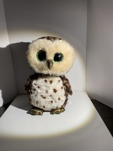 Ty Beanie Boos Sammy the Owl 10”Plush Toy with Glitter Eyes Brown Spotted
