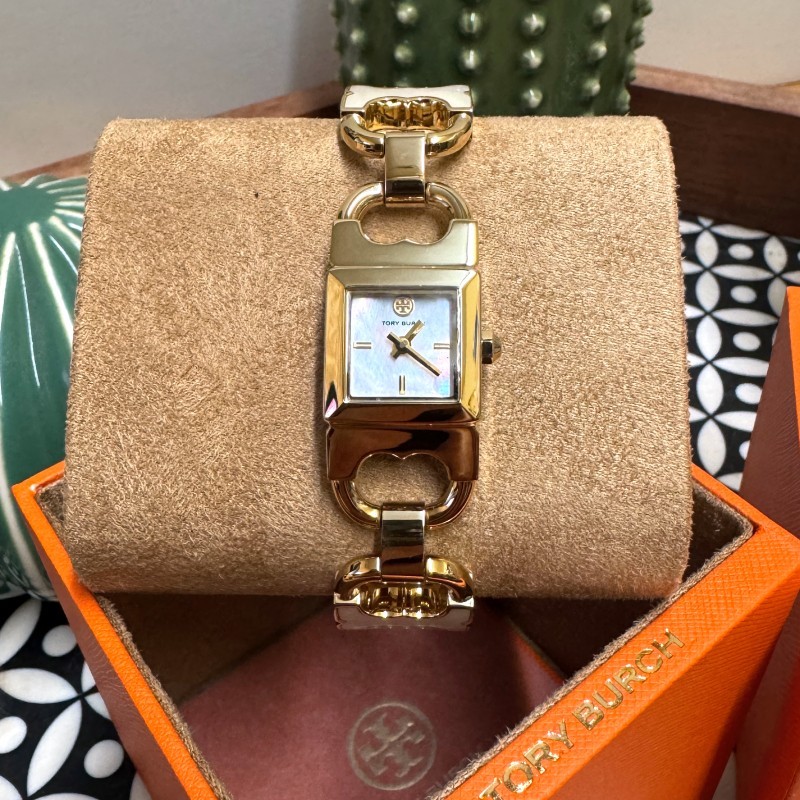 NWT TORY BURCH TBW5409 GEMINI GOLD PLATED WHITE PEARL WOMEN'S