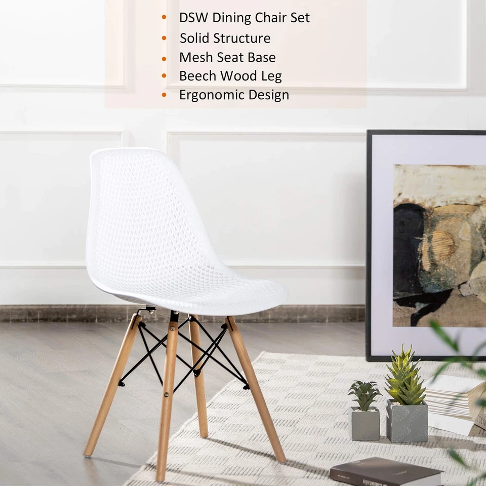 Набор из 2 современных обеденных стульев Giantex, уличные боковые стулья Pp для отдыха с - Изображение 4 из 4