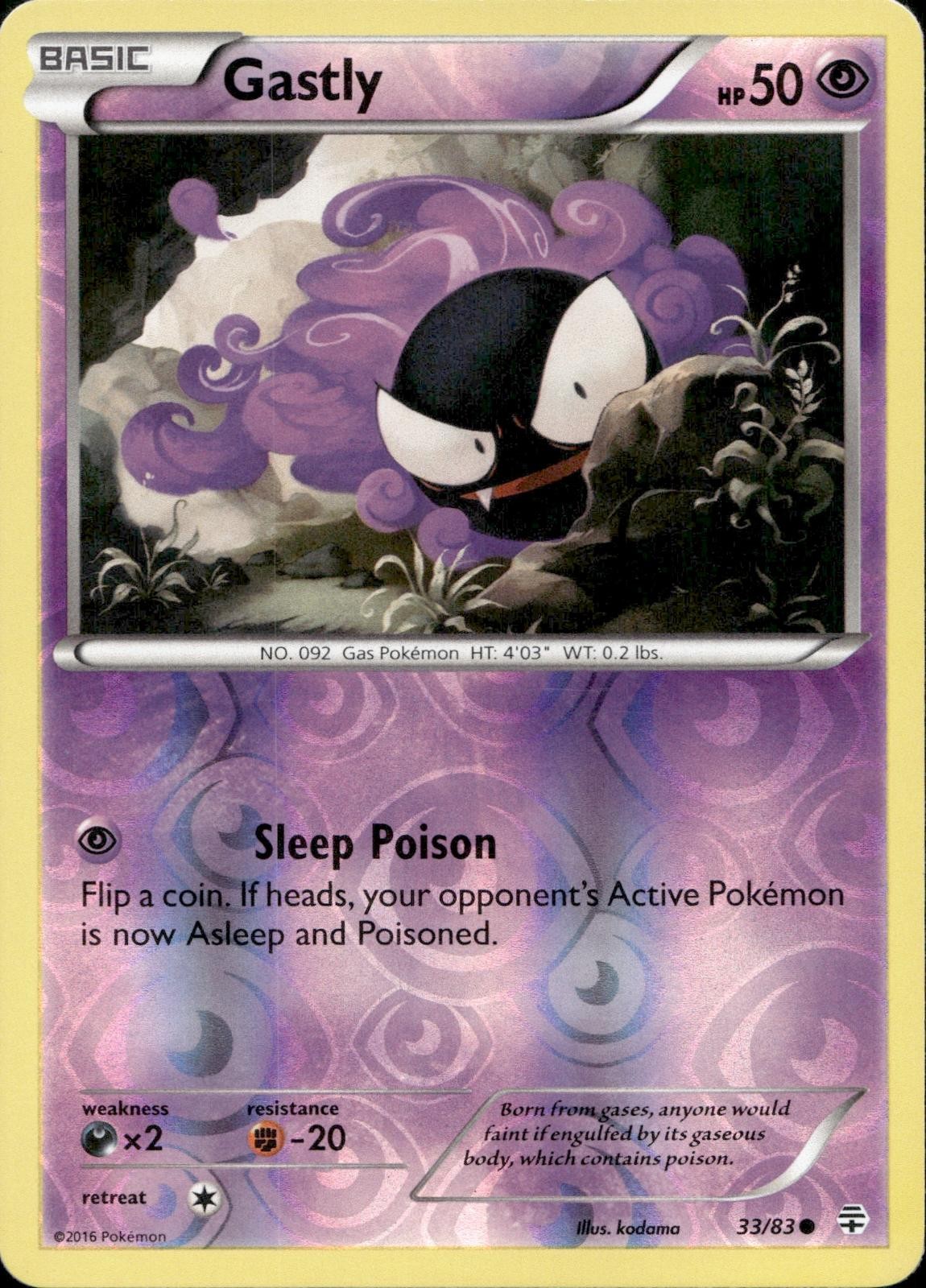 GASTLY 33/83 Generations Common Pokemon Reverse Holo Lightly Played US SELLER
