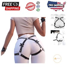 Punk Leather Thigh Harness  Waist Chain Belt - Black Body Jewelry for Women