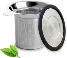 Tea Infuser, Extra Fine Mesh Strainer with Silicone Lid, Stainless Steel 