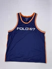 Polo Sport Shirt Mens XL Blue Ralph Lauren Basketball Jersey Tank Logo